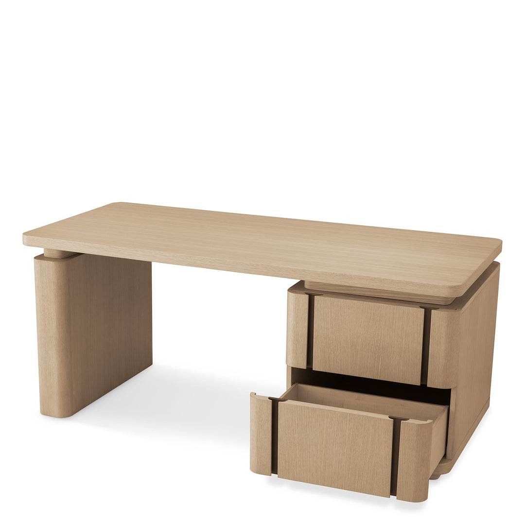 Modesto Desk - Natural Oak Veneer & Bronze