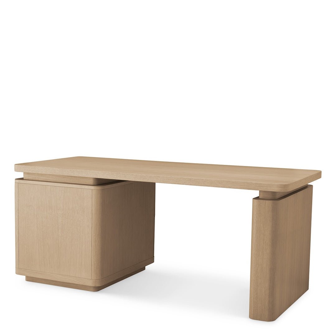 Modesto Desk - Natural Oak Veneer & Bronze