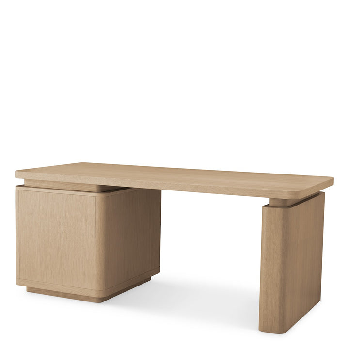 Modesto Desk - Natural Oak Veneer & Bronze