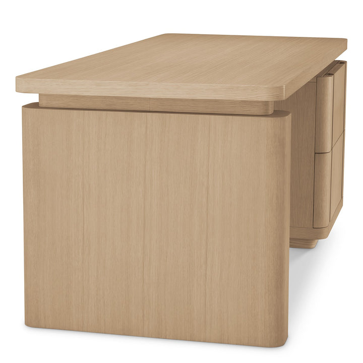 Modesto Desk - Natural Oak Veneer & Bronze
