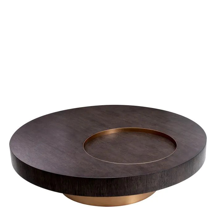Otus Round Coffee Table - Mocha Oak Veneer & Brushed Brass Eichholtz 2