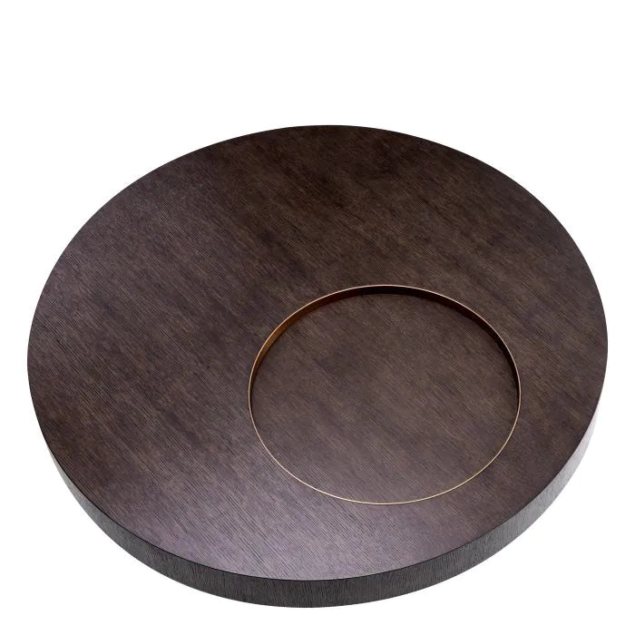 Otus Round Coffee Table - Mocha Oak Veneer & Brushed Brass Eichholtz 3