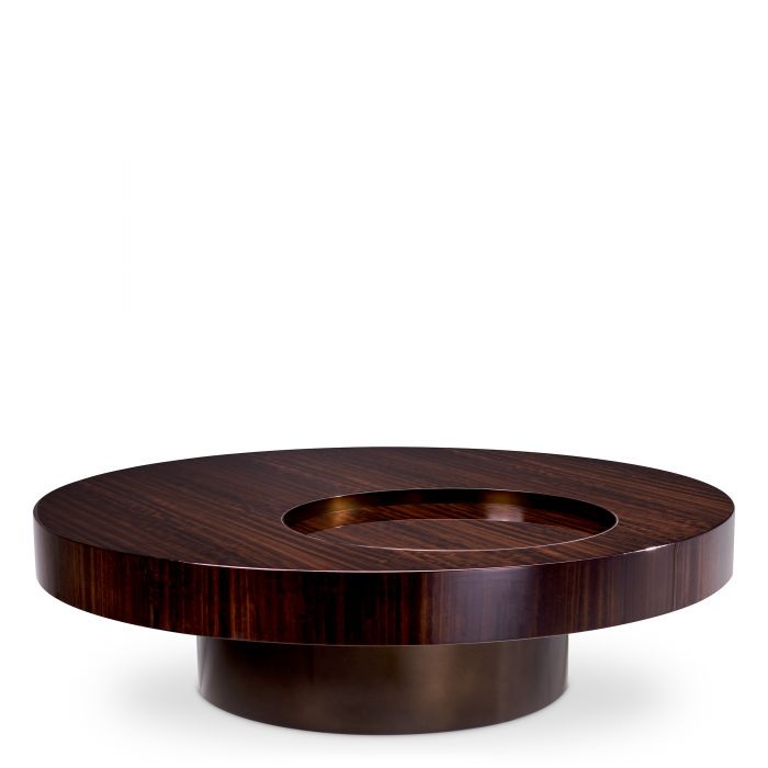 Otus Round Coffee Table - Eucalyptus Veneer & Bronze Eichholtz 1