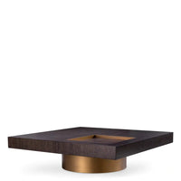 Eichholtz Otus Coffee Table Otus Square Mocha Oak Veneer Brushed Brass Finish