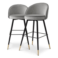 Eichholtz Cooper Set of 2 Bar Stool in Roche light grey velvet