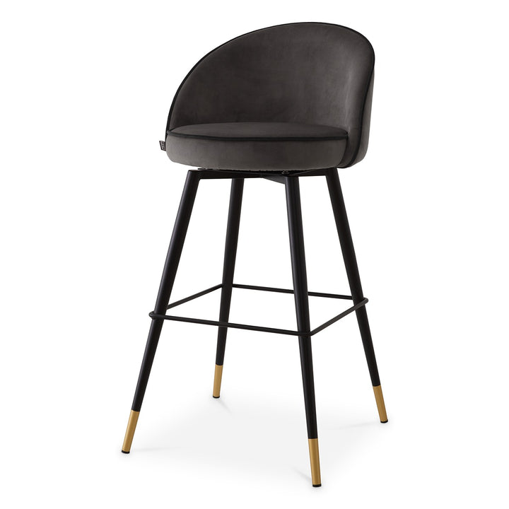 Cooper Set of 2 Bar Stools - Dark Grey Roche Velvet