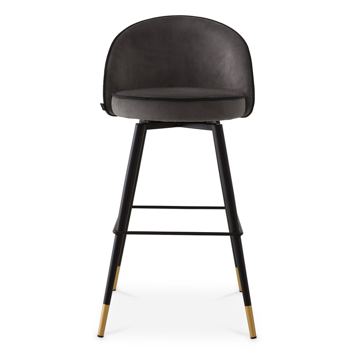 Cooper Set of 2 Bar Stools - Dark Grey Roche Velvet
