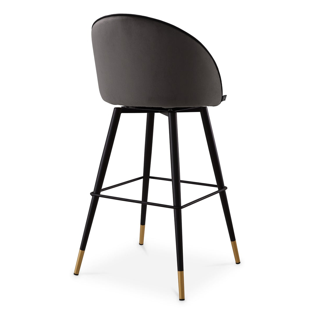 Cooper Set of 2 Bar Stools - Dark Grey Roche Velvet