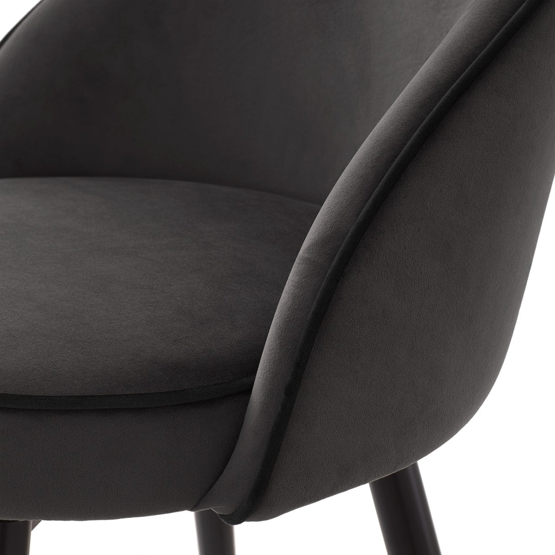 Cooper Set of 2 Bar Stools - Dark Grey Roche Velvet
