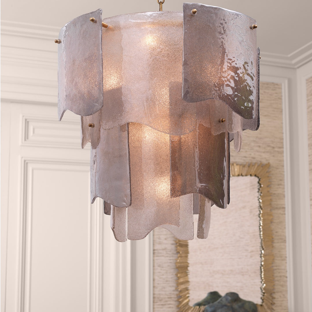 Asinara Small Chandelier - Antique Brass & Smoke Glass