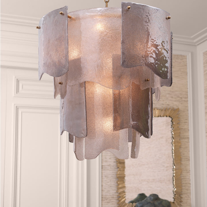 Asinara Small Chandelier - Antique Brass & Smoke Glass