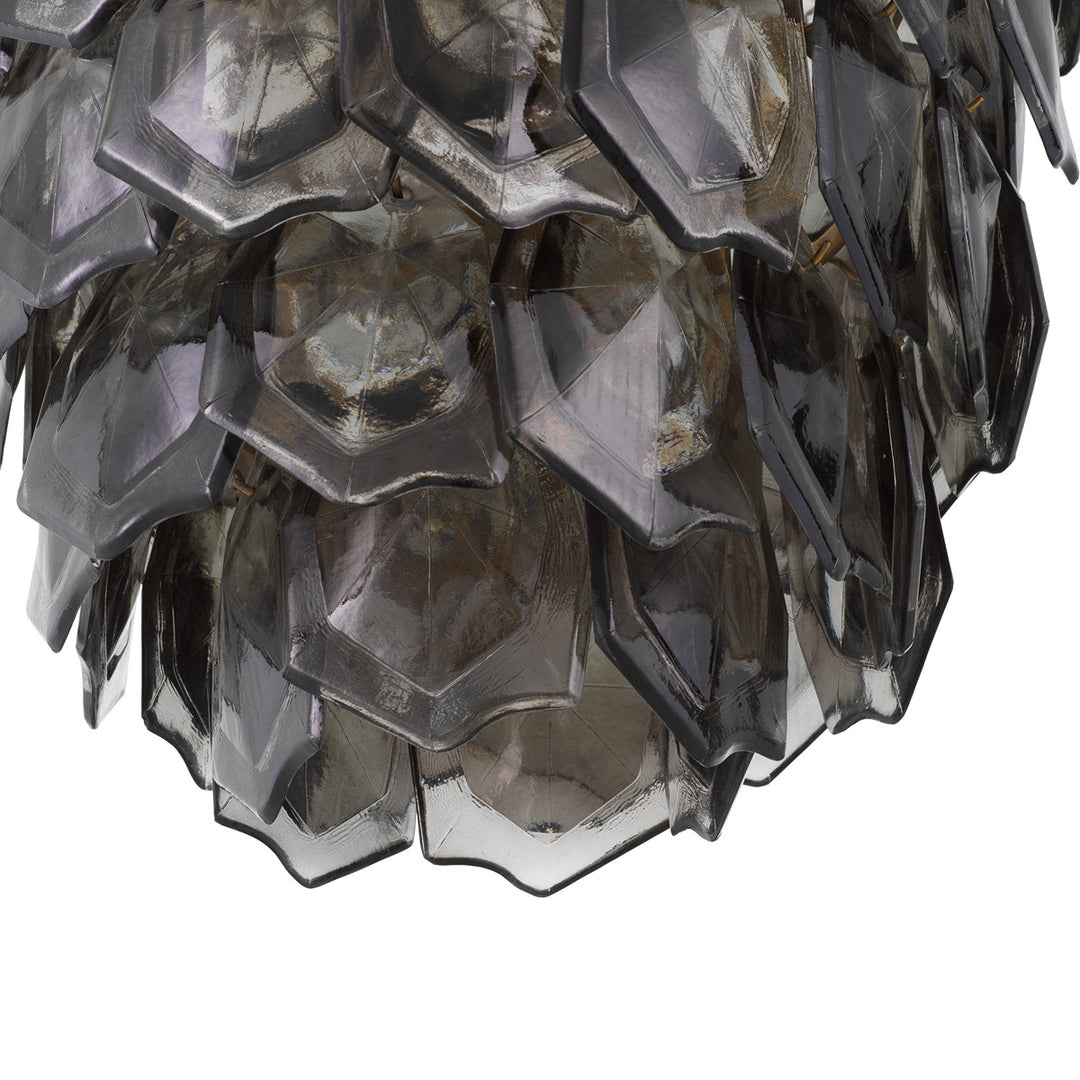Elias Chandelier - Vintage Brass & Smoke Glass