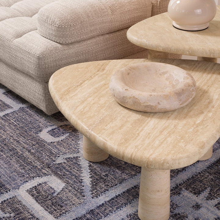 Larine Large Side Table - Travertine