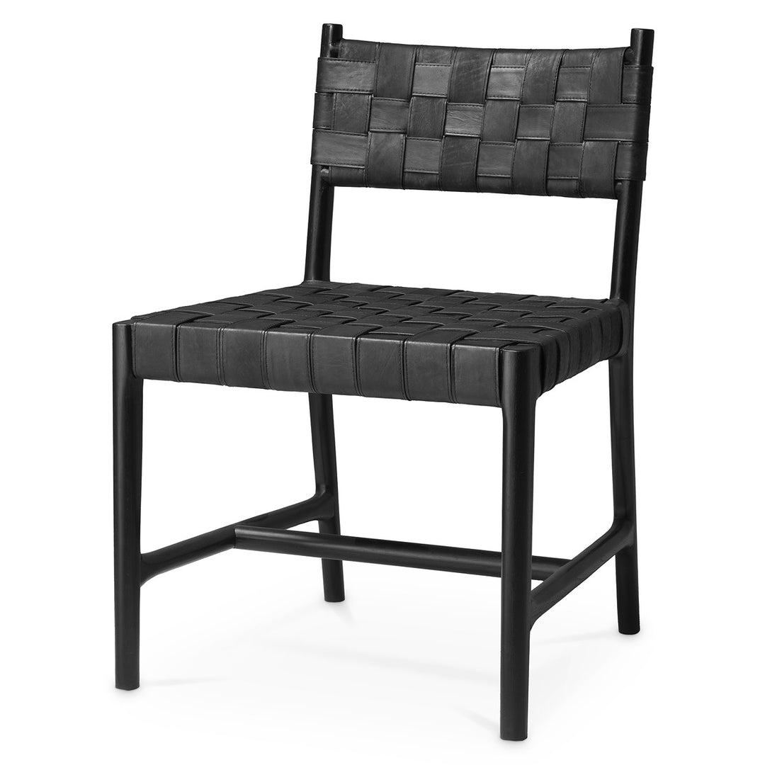 Tiberio Dining Chair - Classic Black Leather