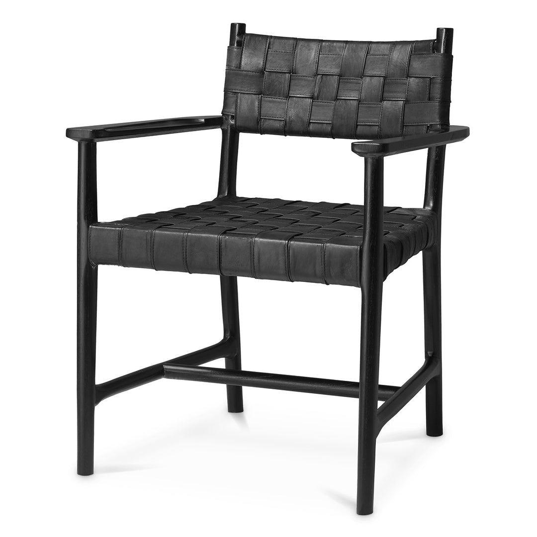 Tiberio Dining Armchair - Classic Black Leather