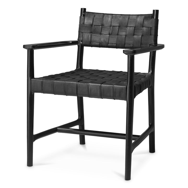 Tiberio Dining Armchair - Classic Black Leather