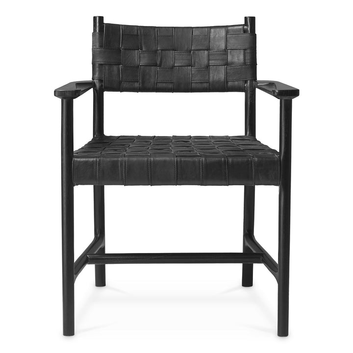 Tiberio Dining Armchair - Classic Black Leather