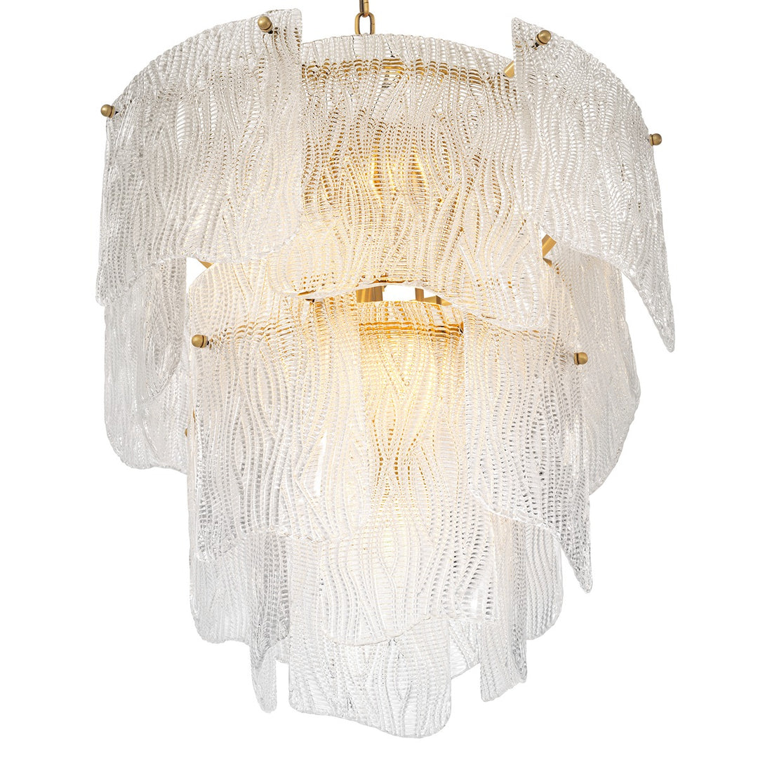 Asinara Small Chandelier - Clear Textured Glass