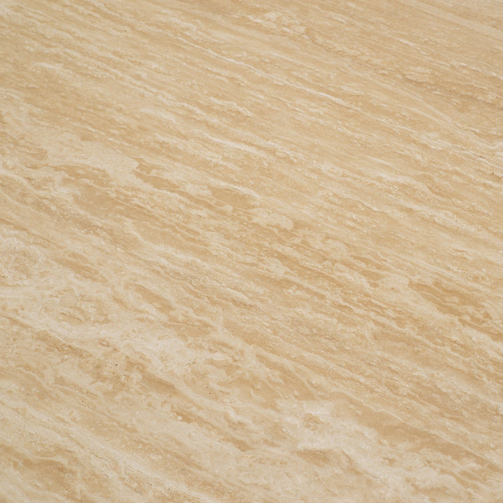 Nathan Dining Table - Brushed Brass & Travertine