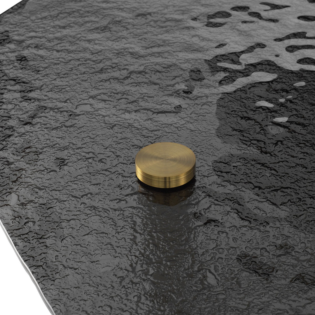 Cortes Coffee Table - Brushed Brass & Casted Smoke Glass