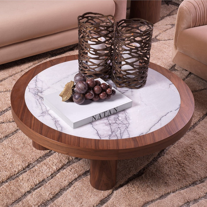 Presedio Coffee Table - Walnut Veneer & Biano Lilac Marble