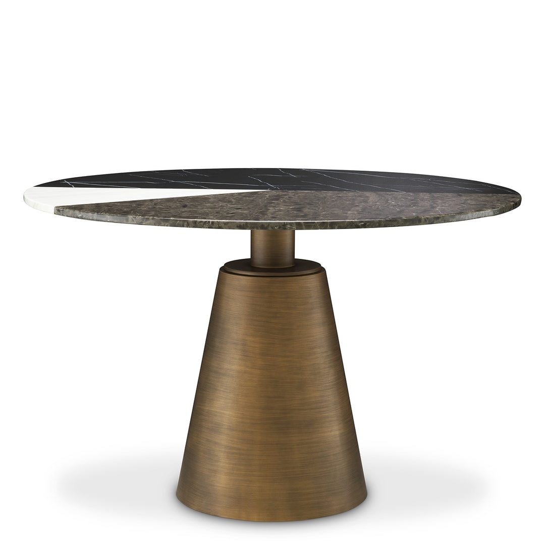 Tricolori Dining Table - Brushed Copper & Faux Marble