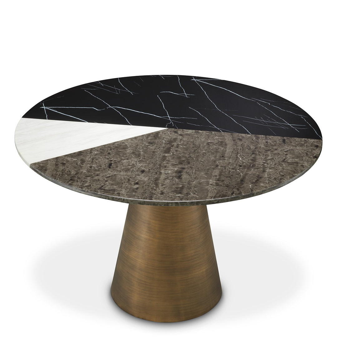 Tricolori Dining Table - Brushed Copper & Faux Marble