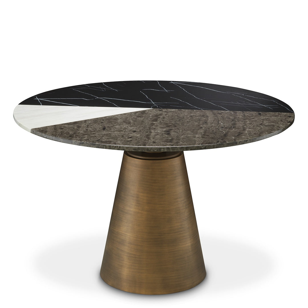 Tricolori Dining Table - Brushed Copper & Faux Marble
