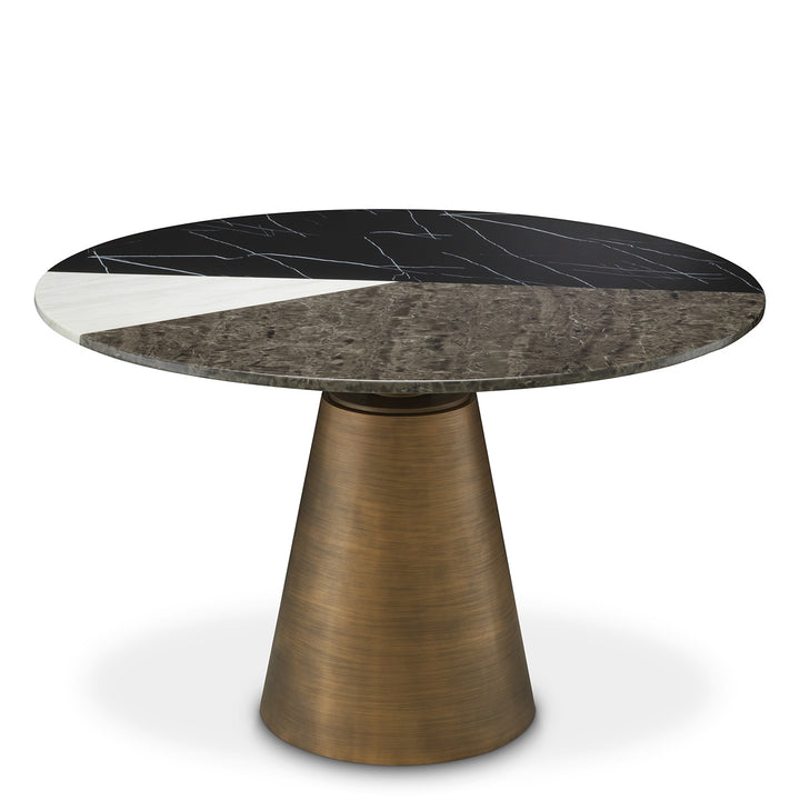 Tricolori Dining Table - Brushed Copper & Faux Marble