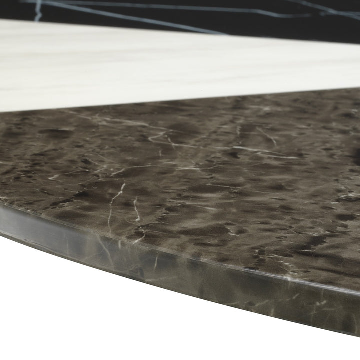 Tricolori Dining Table - Brushed Copper & Faux Marble