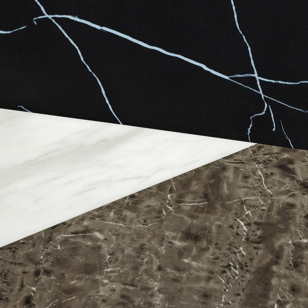 Tricolori Dining Table - Brushed Copper & Faux Marble