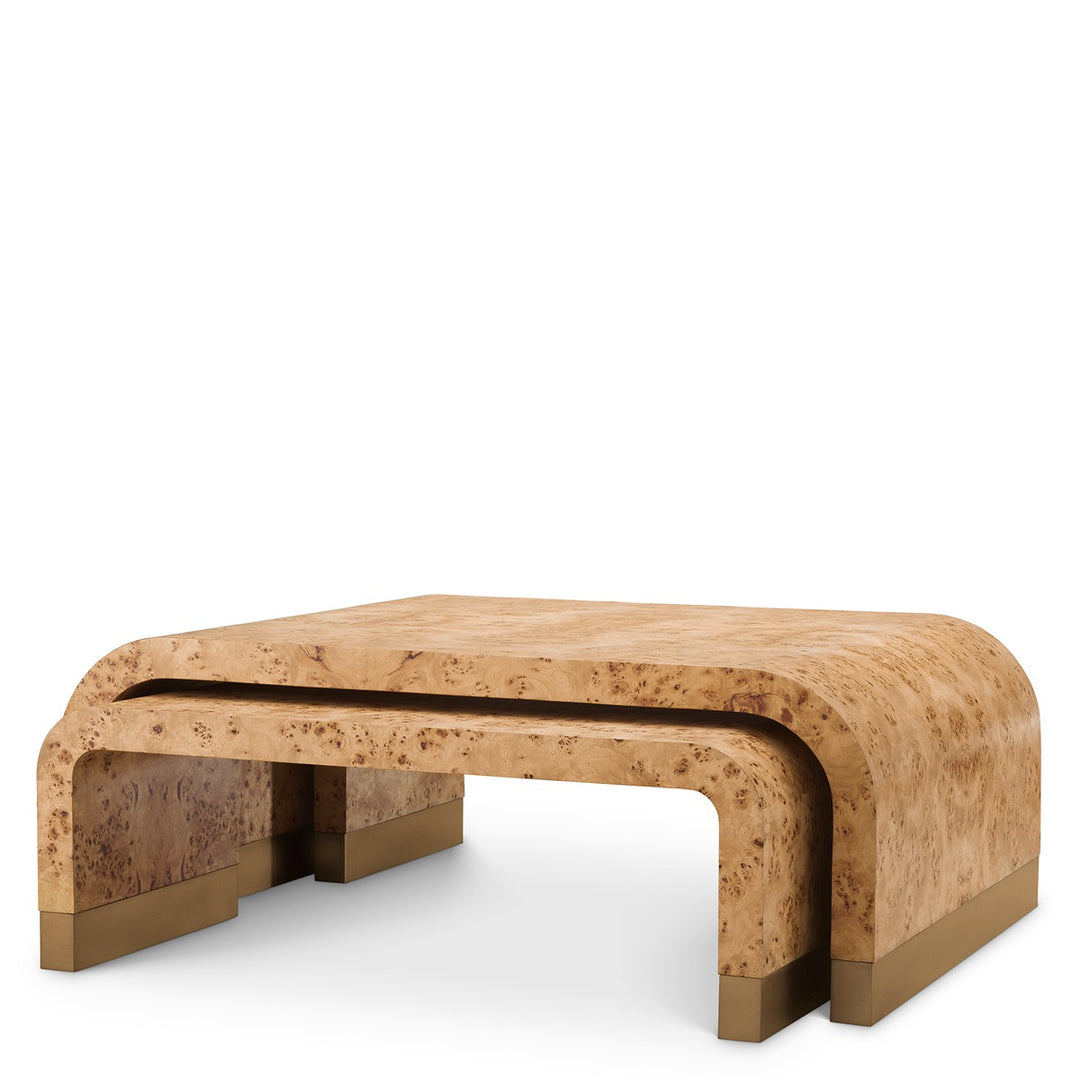 Quinton Set of 3 Coffee Tables - Light Brown Mappa Burl Veneer