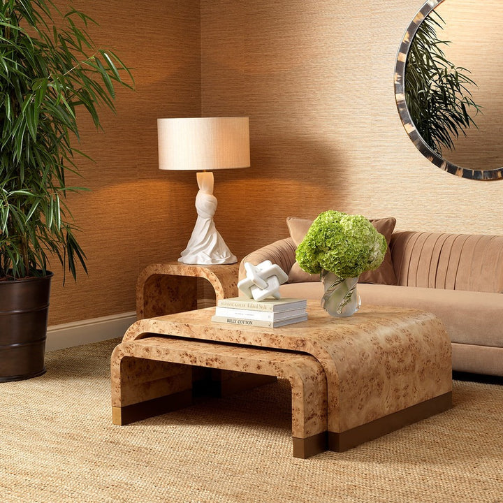 Quinton Set of 3 Coffee Tables - Light Brown Mappa Burl Veneer