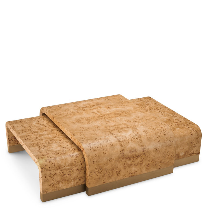 Quinton Set of 3 Coffee Tables - Light Brown Mappa Burl Veneer