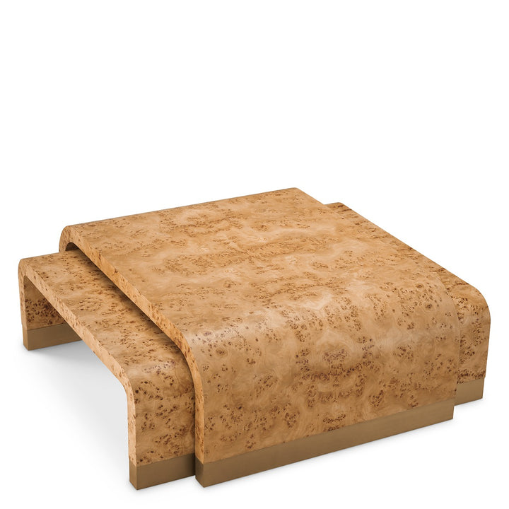 Quinton Set of 3 Coffee Tables - Light Brown Mappa Burl Veneer
