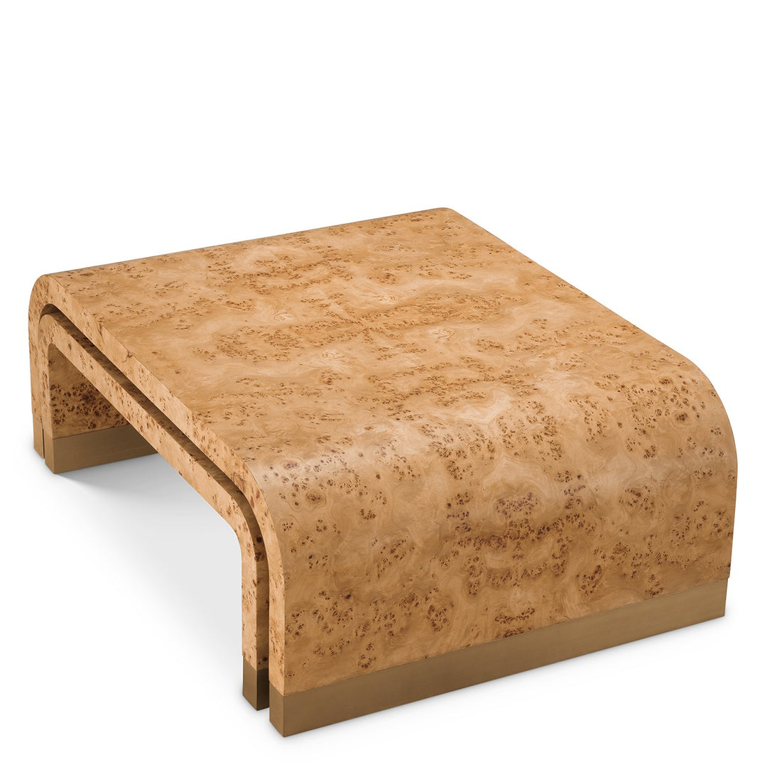 Quinton Set of 3 Coffee Tables - Light Brown Mappa Burl Veneer