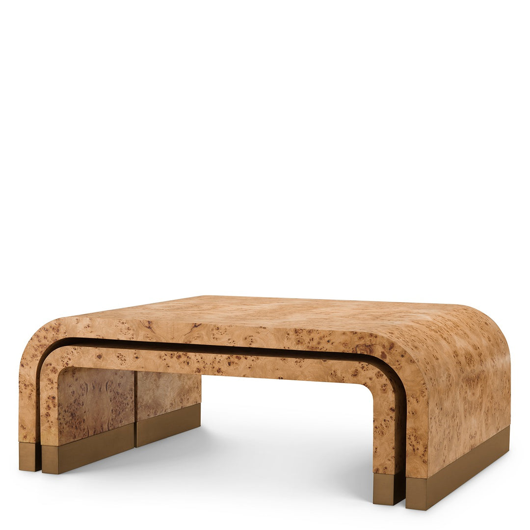 Quinton Set of 3 Coffee Tables - Light Brown Mappa Burl Veneer