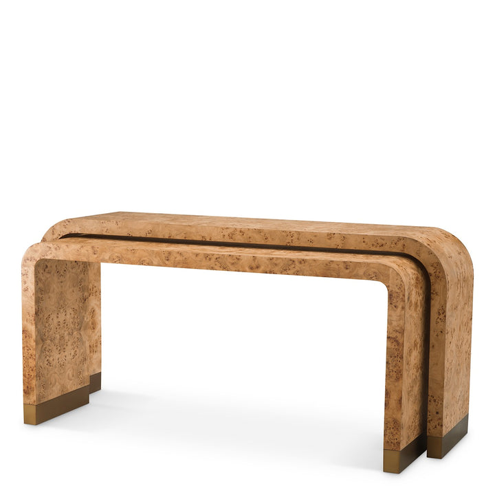 Quintin Set of 2 Console Tables - Light Brown Mappa Burl Veneer