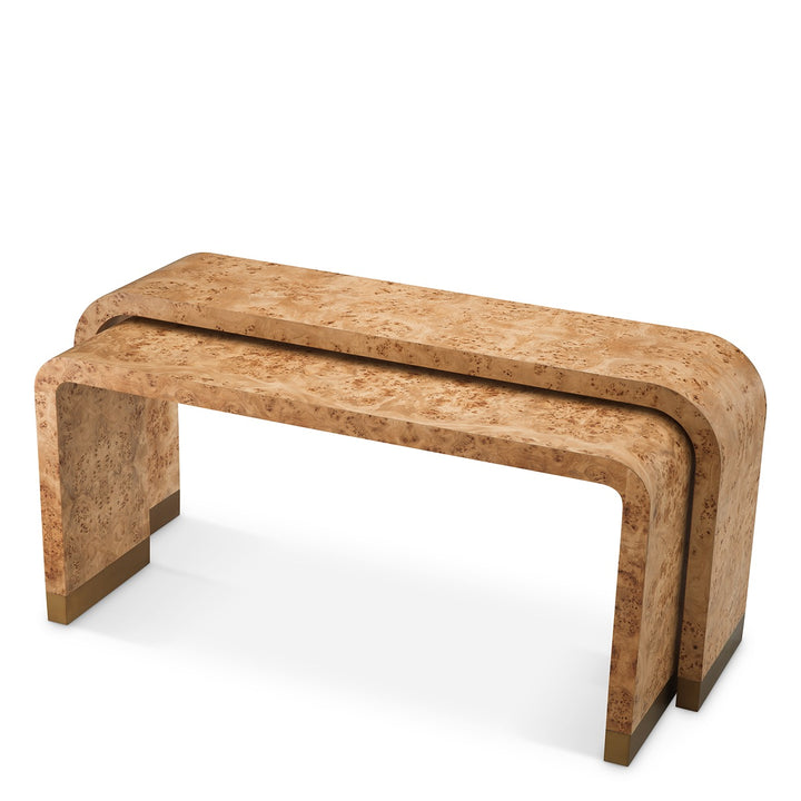 Quintin Set of 2 Console Tables - Light Brown Mappa Burl Veneer