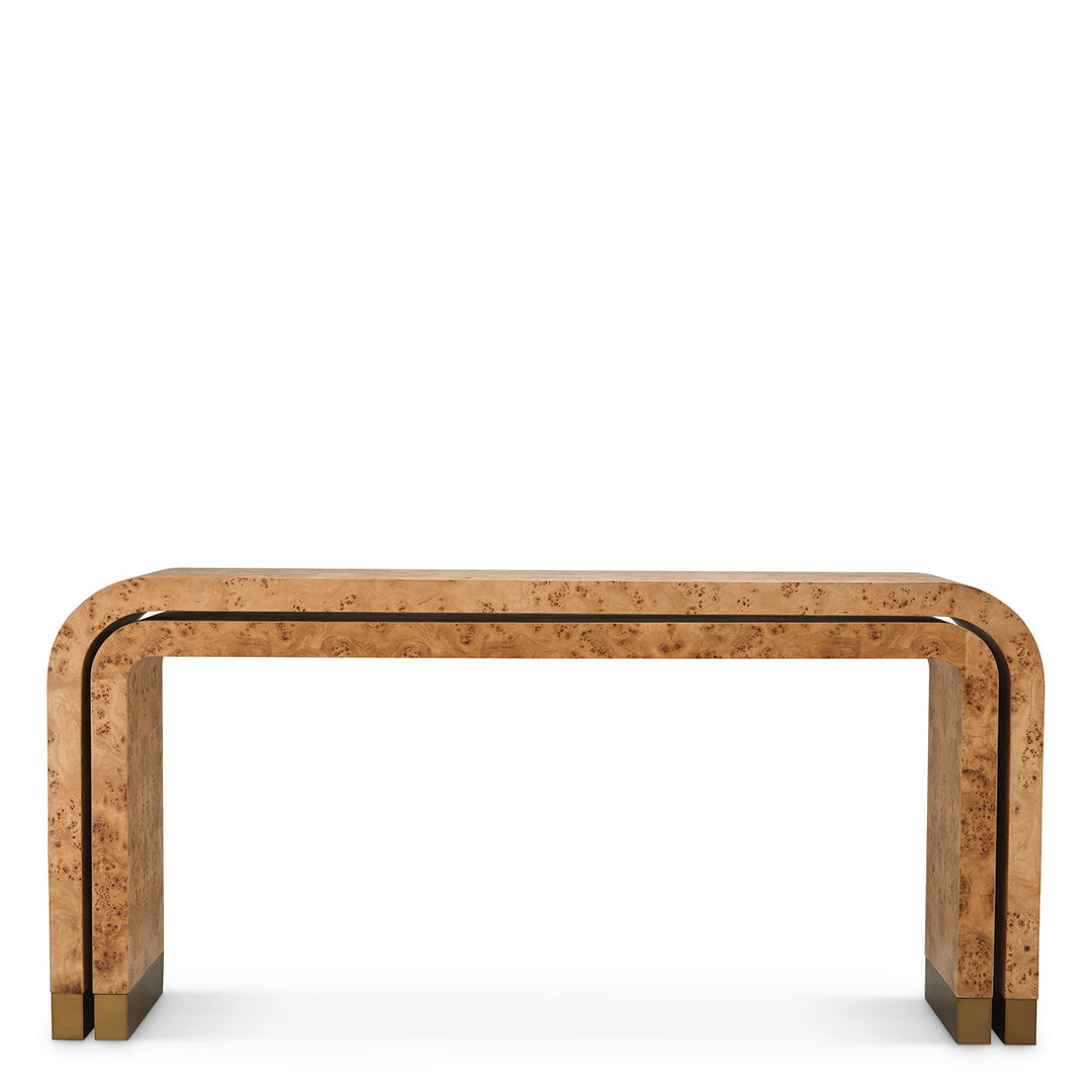 Quintin Set of 2 Console Tables - Light Brown Mappa Burl Veneer