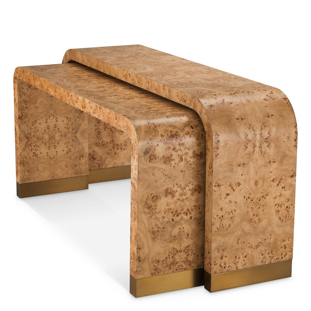 Quintin Set of 2 Console Tables - Light Brown Mappa Burl Veneer