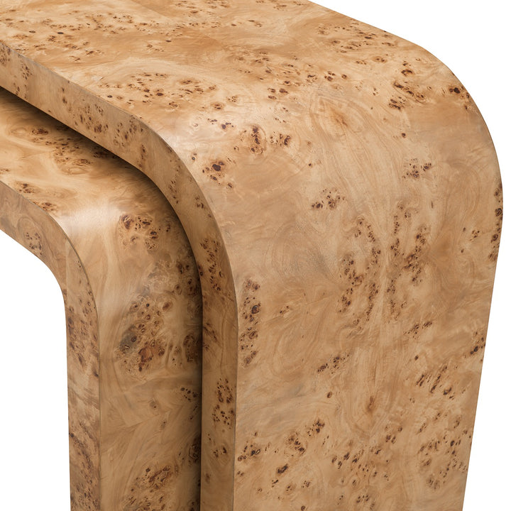 Quintin Set of 2 Console Tables - Light Brown Mappa Burl Veneer