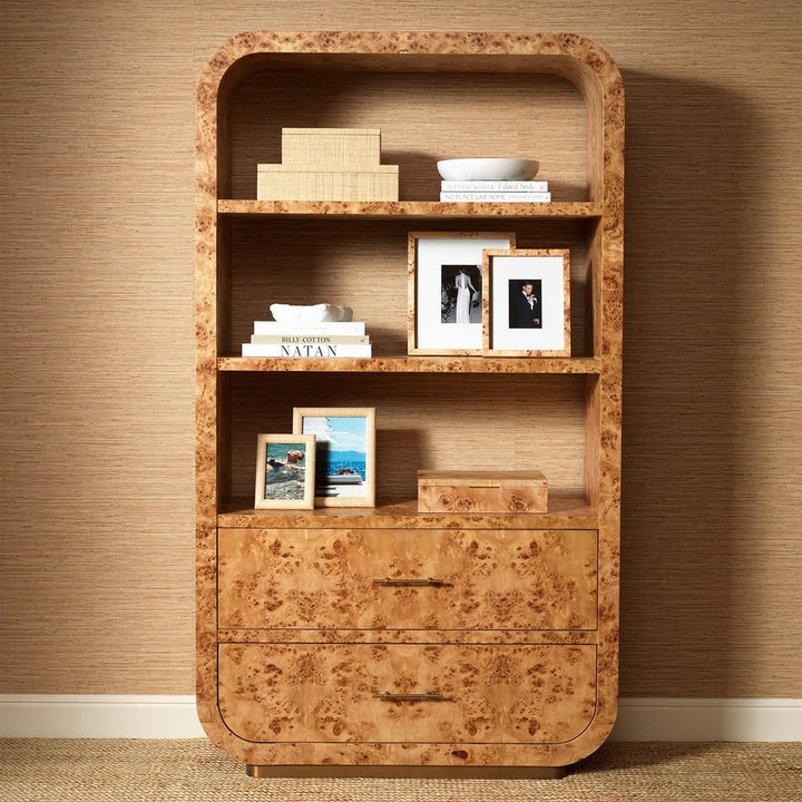 Quinton Mappa Burl Veneer Cabinet - Light Brown