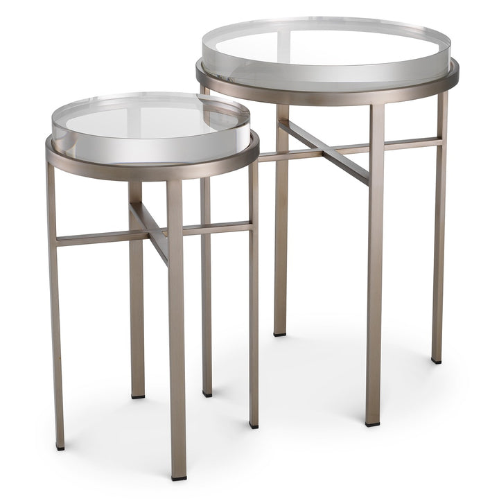 Hoxton Set of 2 Side Tables - Brushed Steel