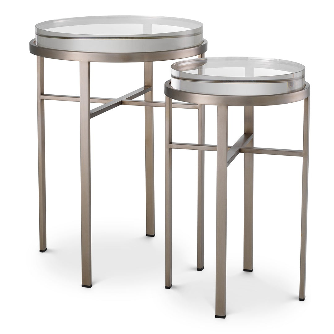 Hoxton Set of 2 Side Tables - Brushed Steel