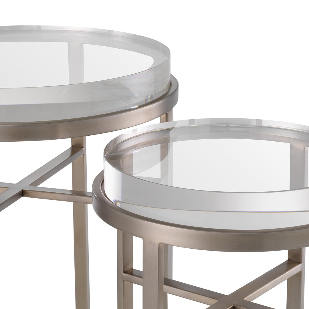 Hoxton Set of 2 Side Tables - Brushed Steel