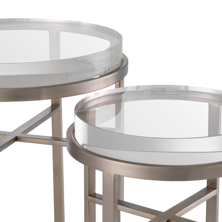 Hoxton Set of 2 Side Tables - Brushed Steel