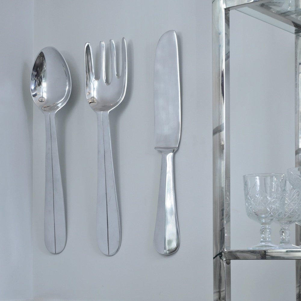  Libra-Libra Midnight Mayfair Collection - Aluminium Cutlery Set Wall Hanging-Silver 901 