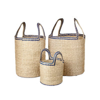 Broste Copenhagen Set of 3 Lykke Baskets in Blue