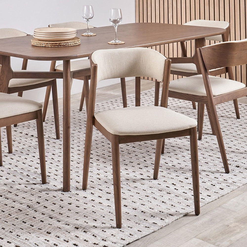 Elina Curved Back Dining Chair - Natural Linen & Dark Ash | Olivia's